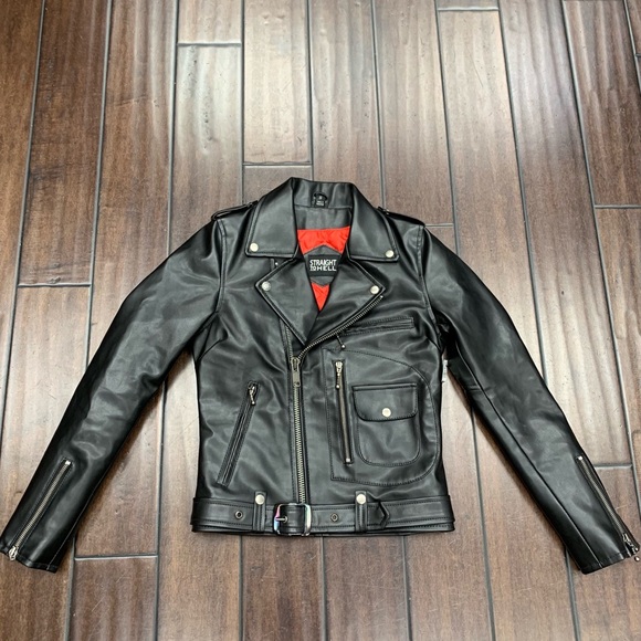 “Straight to Hell” black leather jacket - Picture 1 of 10